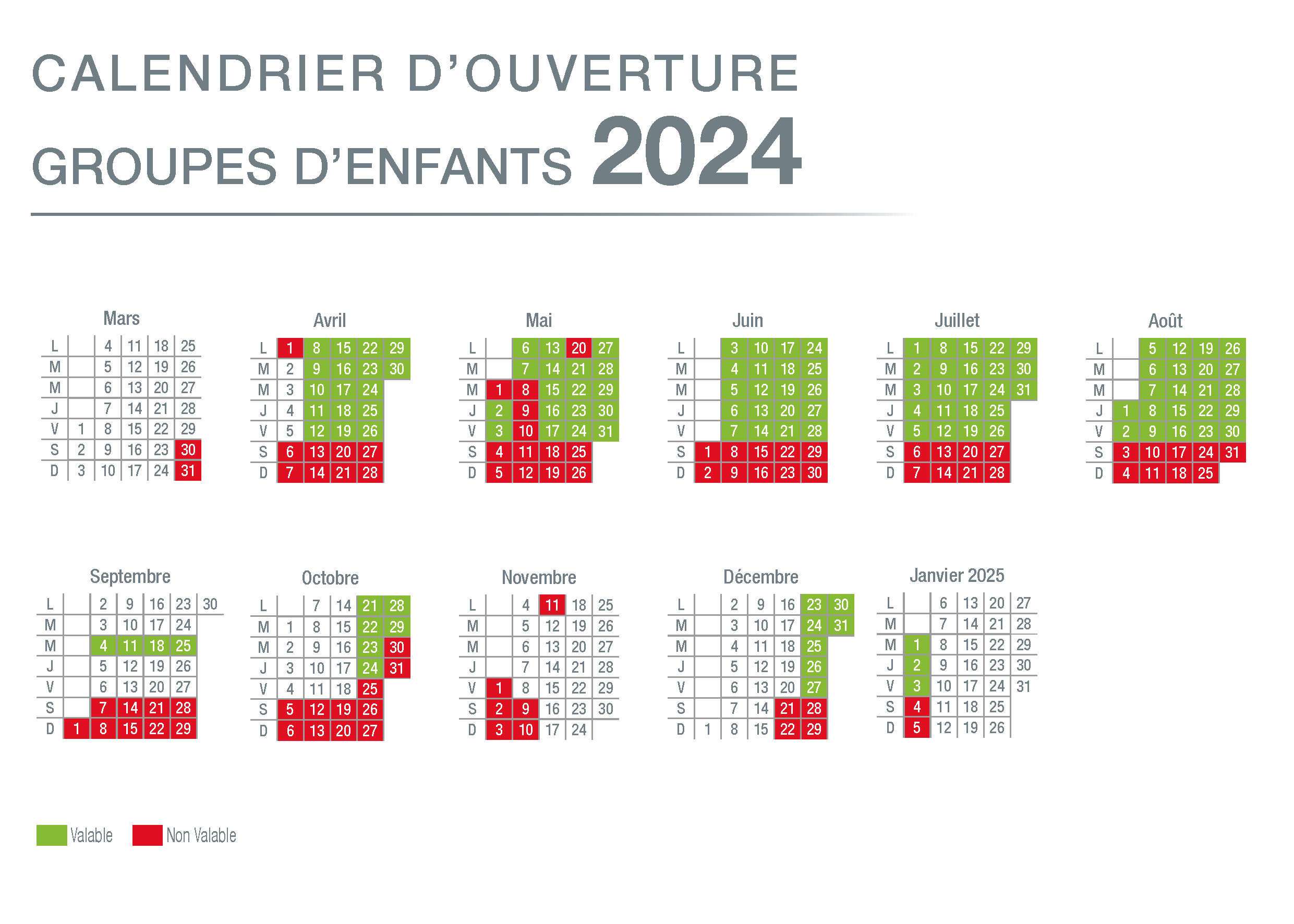 calendrier enfance